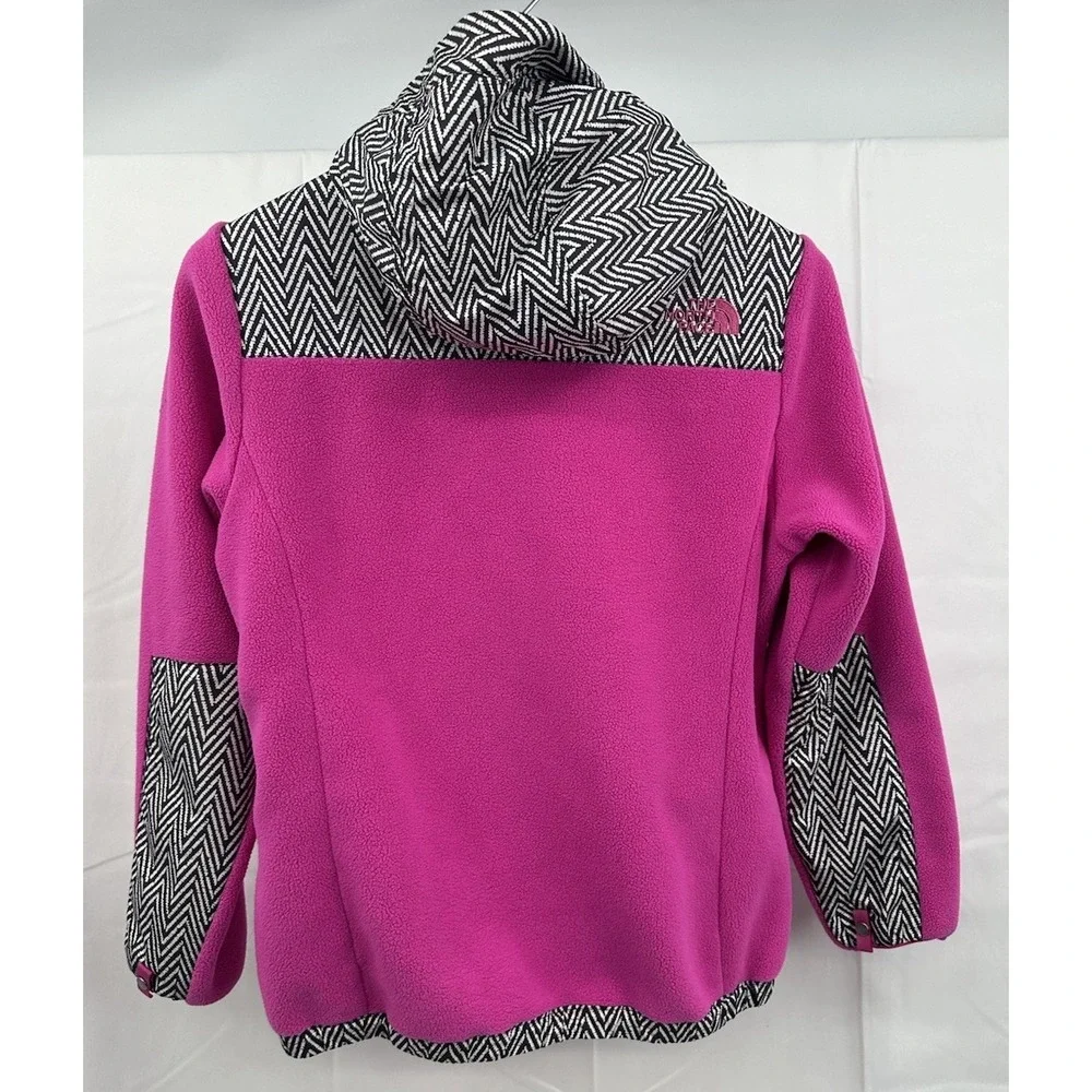 The North Face Girls Denali Jacket Pink Black White Full Zip‎ Hood XL (18)